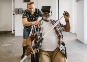 Occupational therapist with VR Rehabilitation client