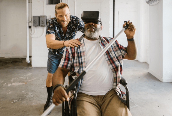 Occupational therapist with VR Rehabilitation client