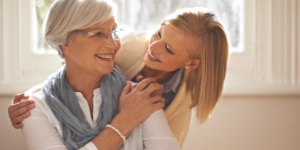 Mother and daughter enjoying tea together